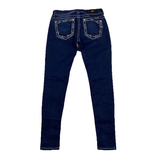 Miss Me Jeans Womens 27x30 Super Skinny Dark Wash Bling Flap Pockets Embellished - Picture 1 of 9